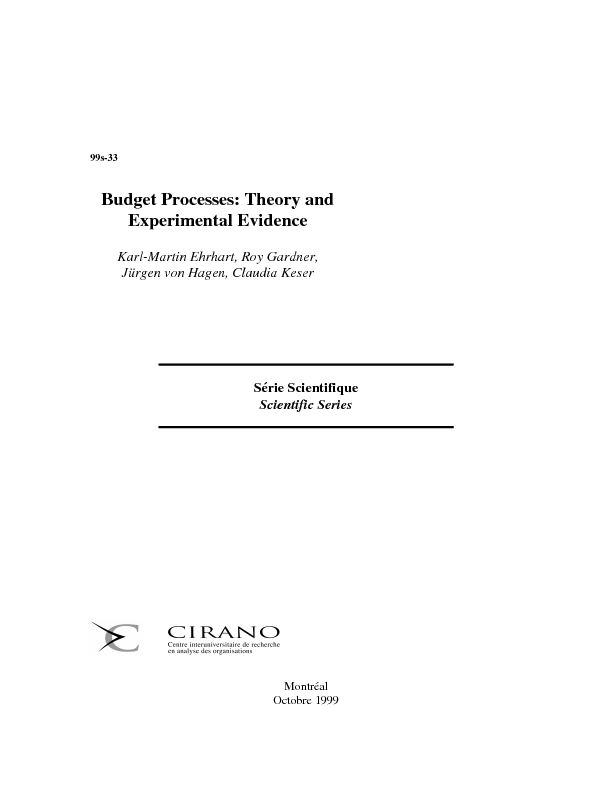 Budget Processes: Theory and Experimental Evidence